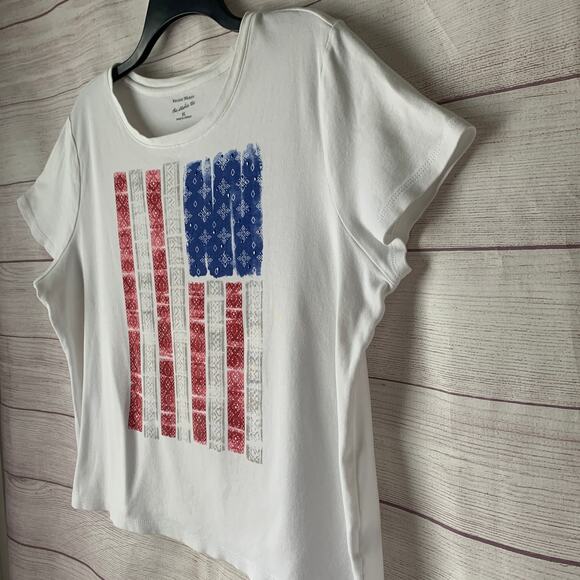 Studio Works The Studio Tee White American Flag T-Shirt Handkerchief Jewels XL - Picture 15 of 15